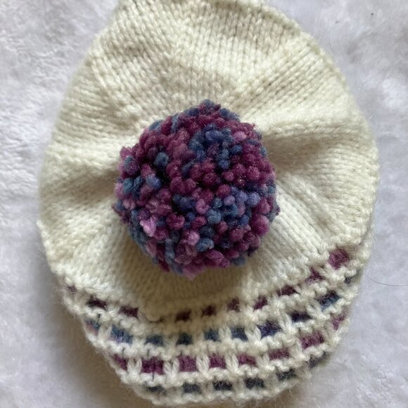 Handmade Baby Hat & Sherpa Slipper Socks Set Size 6-12M | Cream Pink Winter GUC - Picture 9 of 16